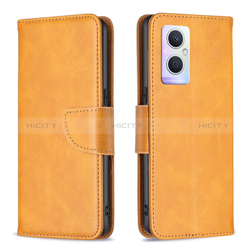 Funda de Cuero Cartera con Soporte Carcasa B04F para Oppo A96 5G Marron Claro