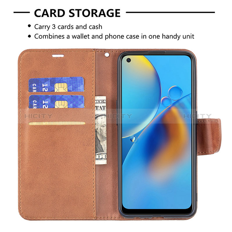 Funda de Cuero Cartera con Soporte Carcasa B04F para Oppo F19