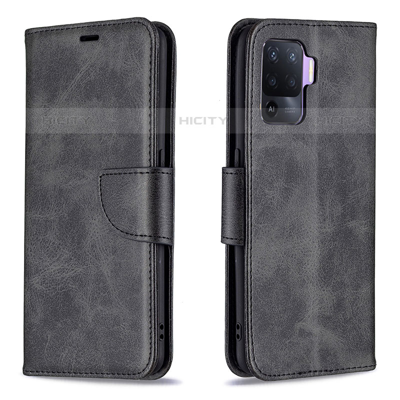 Funda de Cuero Cartera con Soporte Carcasa B04F para Oppo F19 Pro Negro