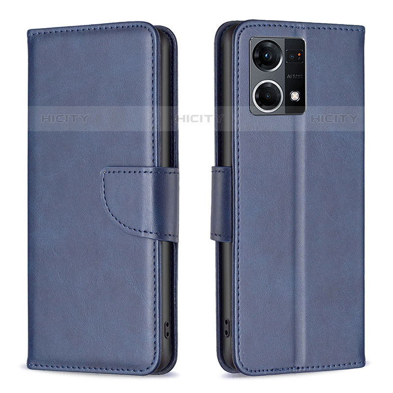 Funda de Cuero Cartera con Soporte Carcasa B04F para Oppo F21 Pro 4G Azul