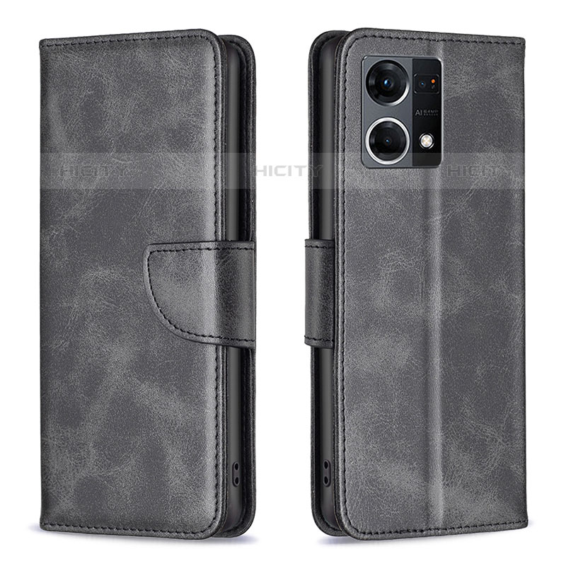 Funda de Cuero Cartera con Soporte Carcasa B04F para Oppo F21 Pro 4G Negro