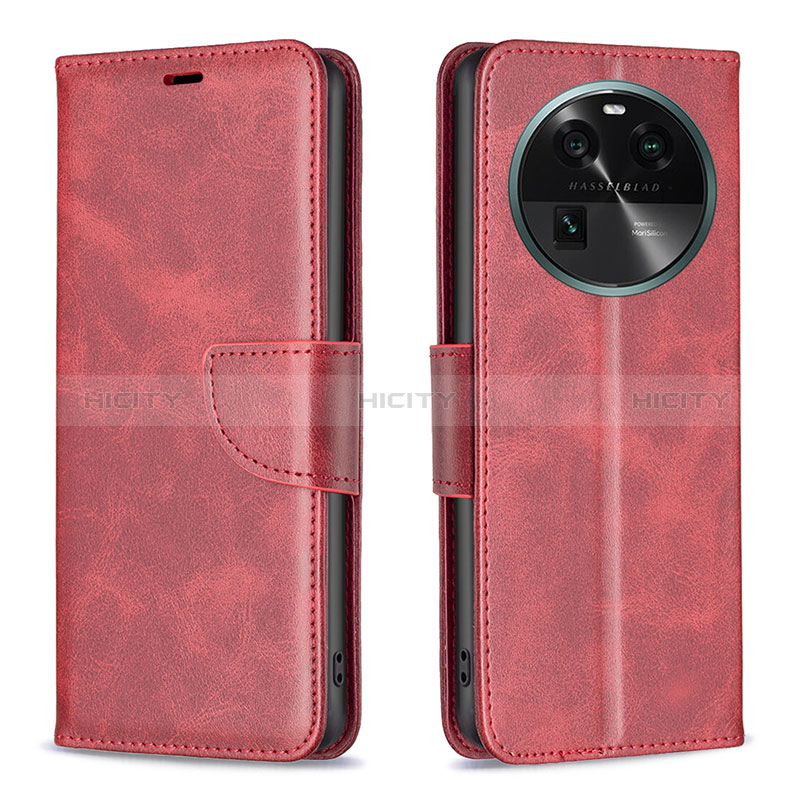 Funda de Cuero Cartera con Soporte Carcasa B04F para Oppo Find X6 5G Rojo