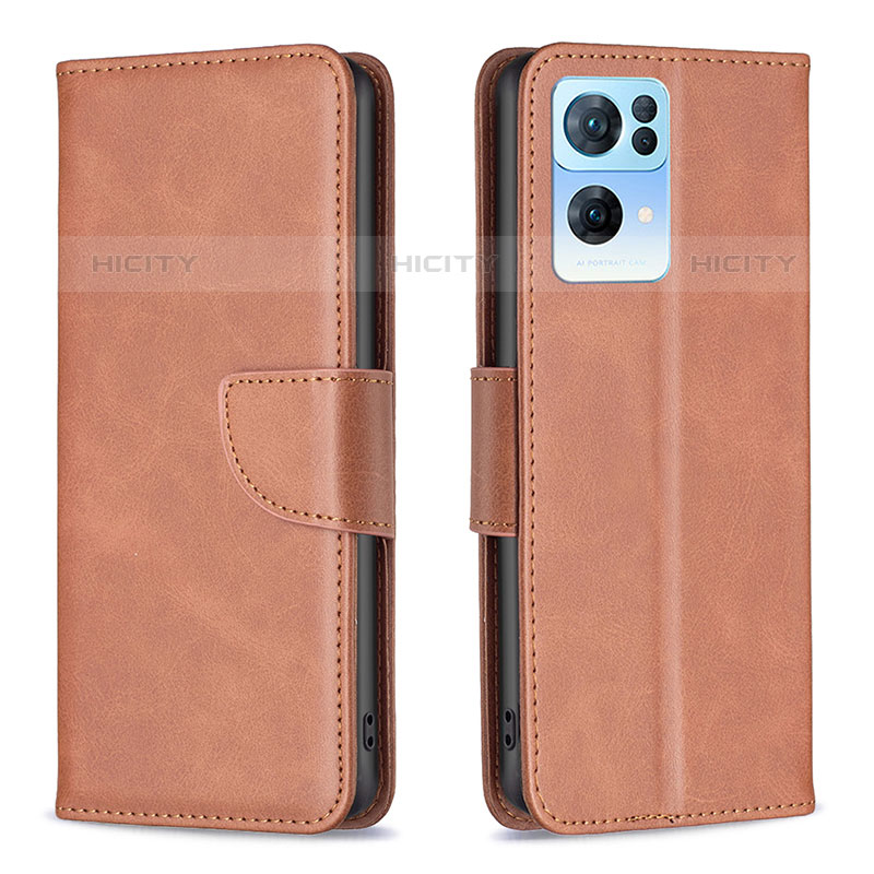 Funda de Cuero Cartera con Soporte Carcasa B04F para Oppo Reno7 Pro 5G Marron