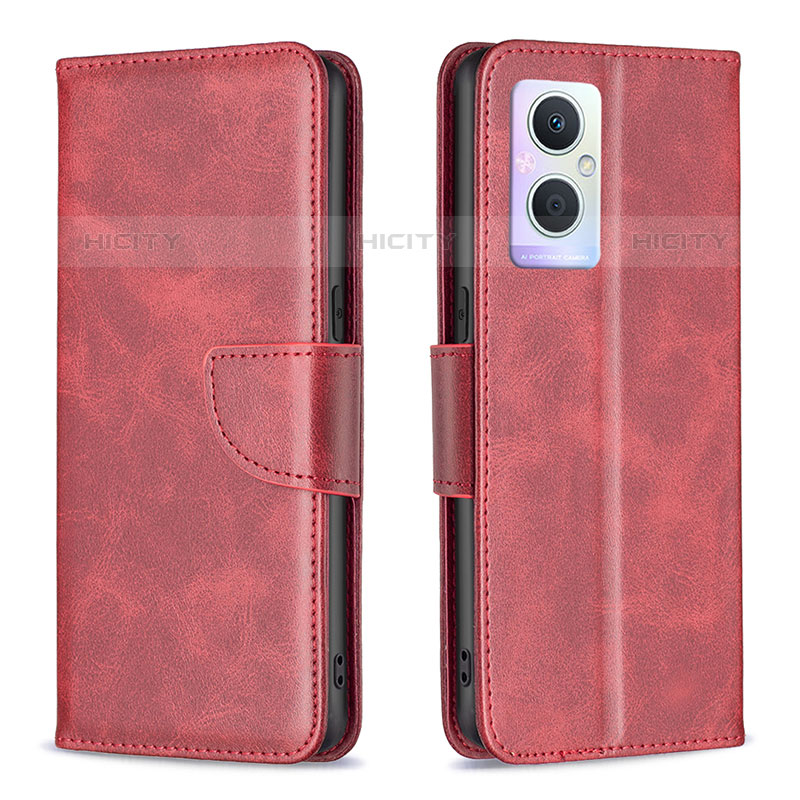 Funda de Cuero Cartera con Soporte Carcasa B04F para Oppo Reno7 Z 5G Rojo