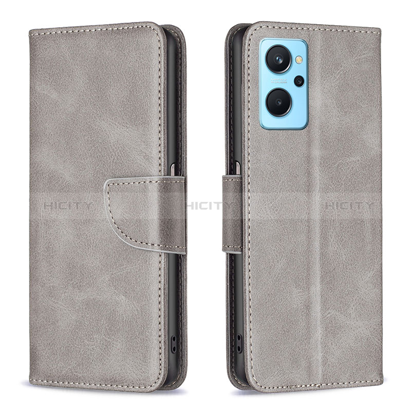 Funda de Cuero Cartera con Soporte Carcasa B04F para Realme 9i 4G Gris