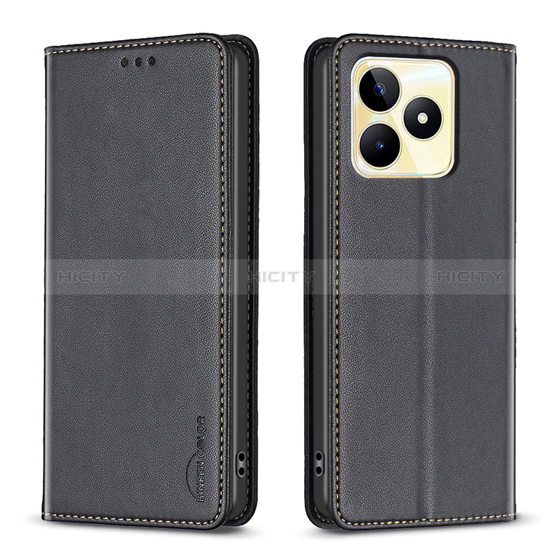 Funda de Cuero Cartera con Soporte Carcasa B04F para Realme C53 Negro