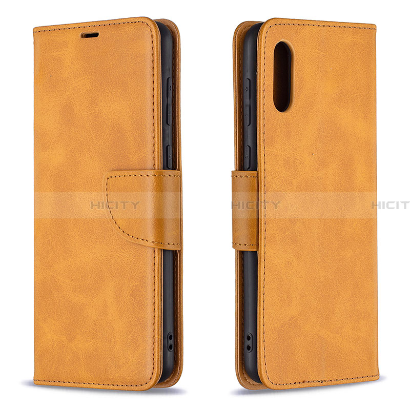 Funda de Cuero Cartera con Soporte Carcasa B04F para Samsung Galaxy A02 Marron Claro