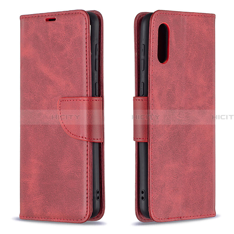 Funda de Cuero Cartera con Soporte Carcasa B04F para Samsung Galaxy A02 Rojo