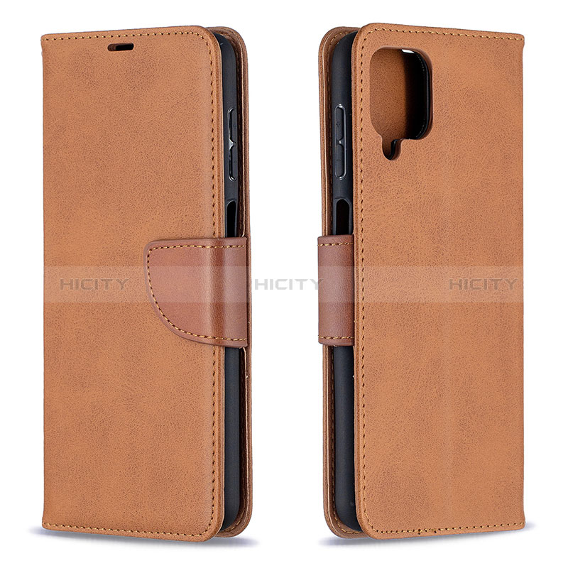 Funda de Cuero Cartera con Soporte Carcasa B04F para Samsung Galaxy A12 5G Marron