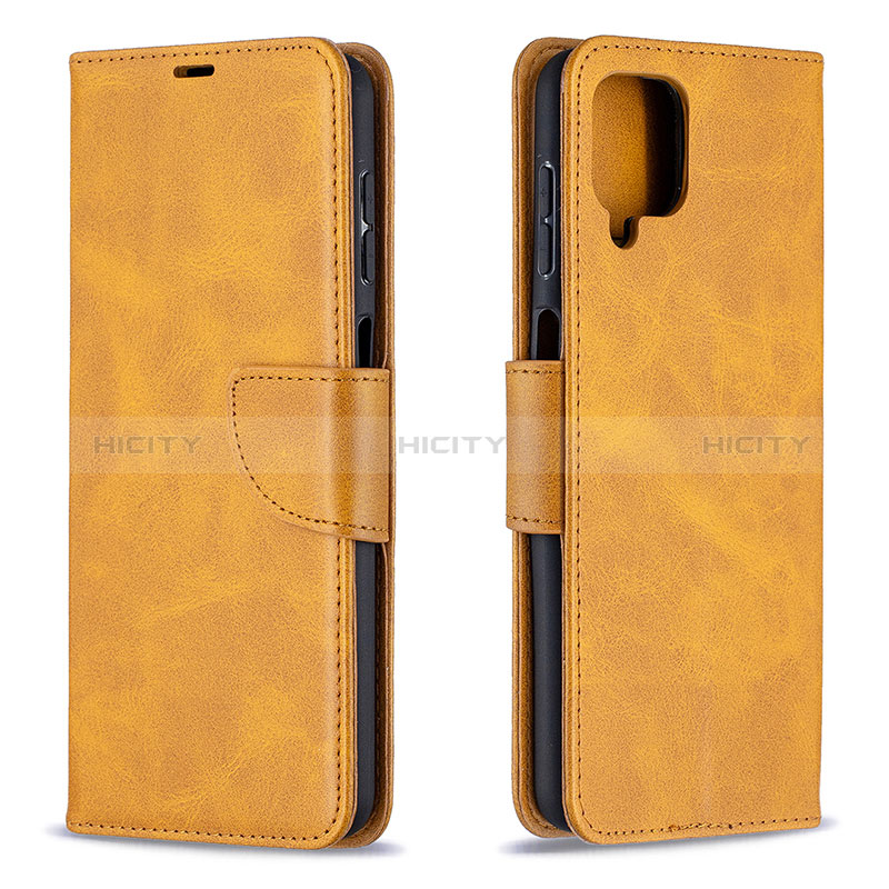 Funda de Cuero Cartera con Soporte Carcasa B04F para Samsung Galaxy A12 5G Marron Claro