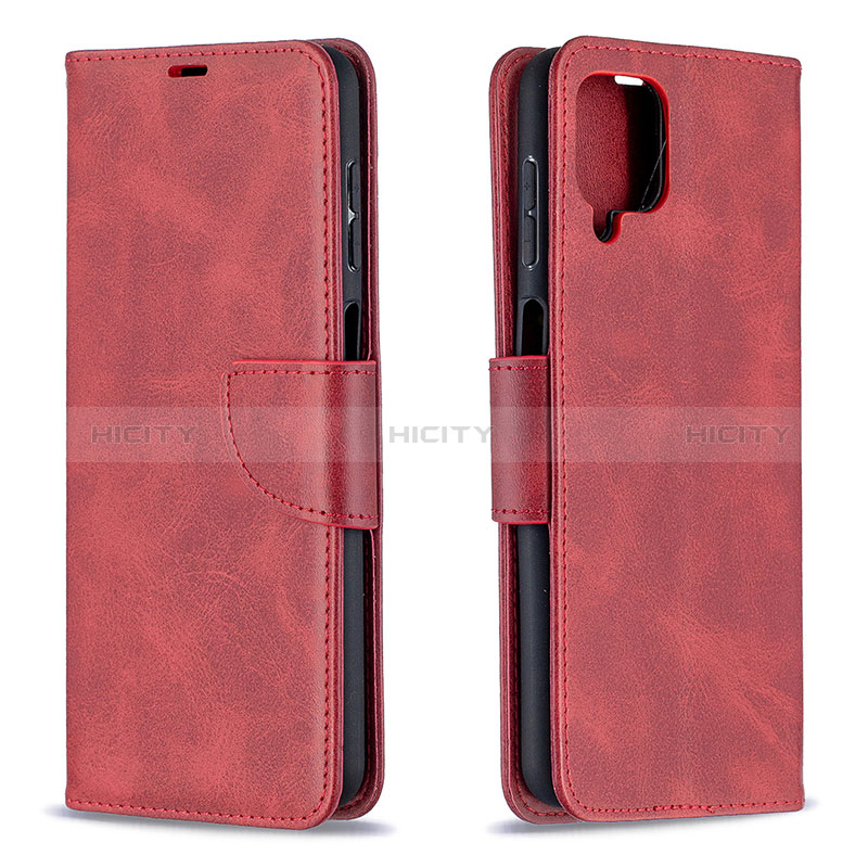 Funda de Cuero Cartera con Soporte Carcasa B04F para Samsung Galaxy A12 5G Rojo