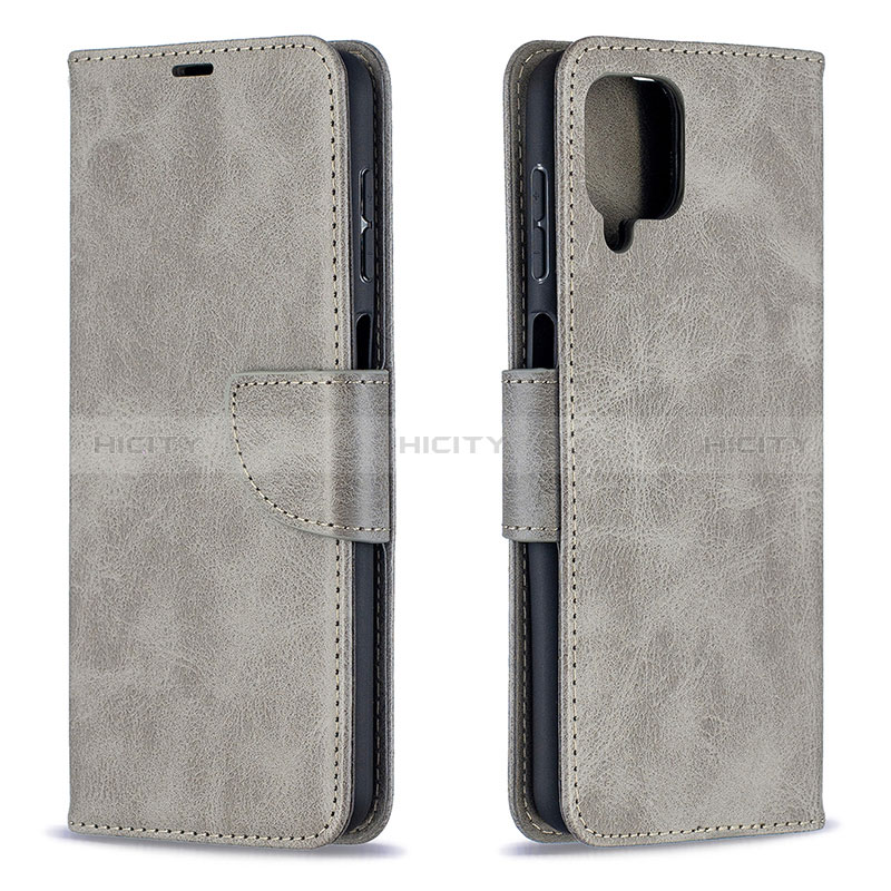 Funda de Cuero Cartera con Soporte Carcasa B04F para Samsung Galaxy A12 Gris