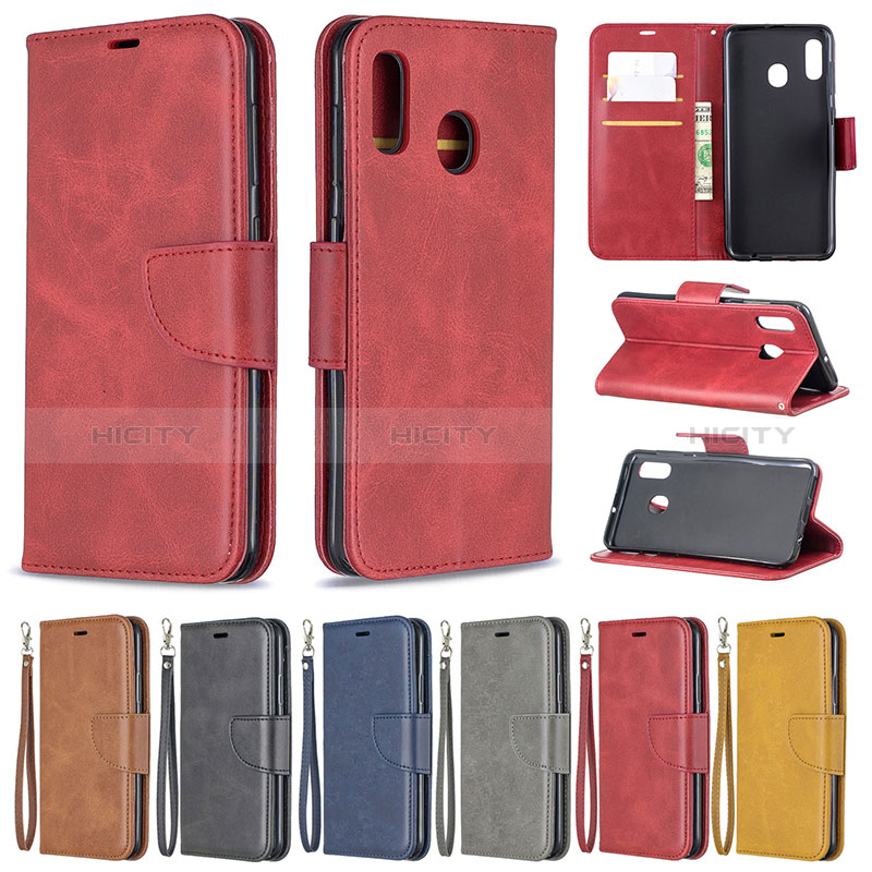 Funda de Cuero Cartera con Soporte Carcasa B04F para Samsung Galaxy A20