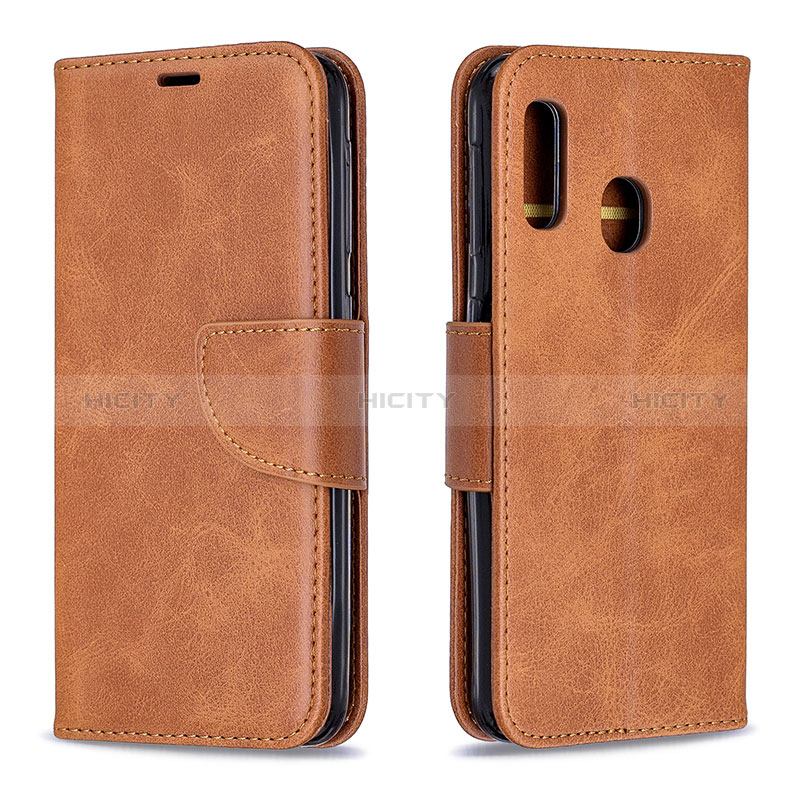 Funda de Cuero Cartera con Soporte Carcasa B04F para Samsung Galaxy A20e Marron