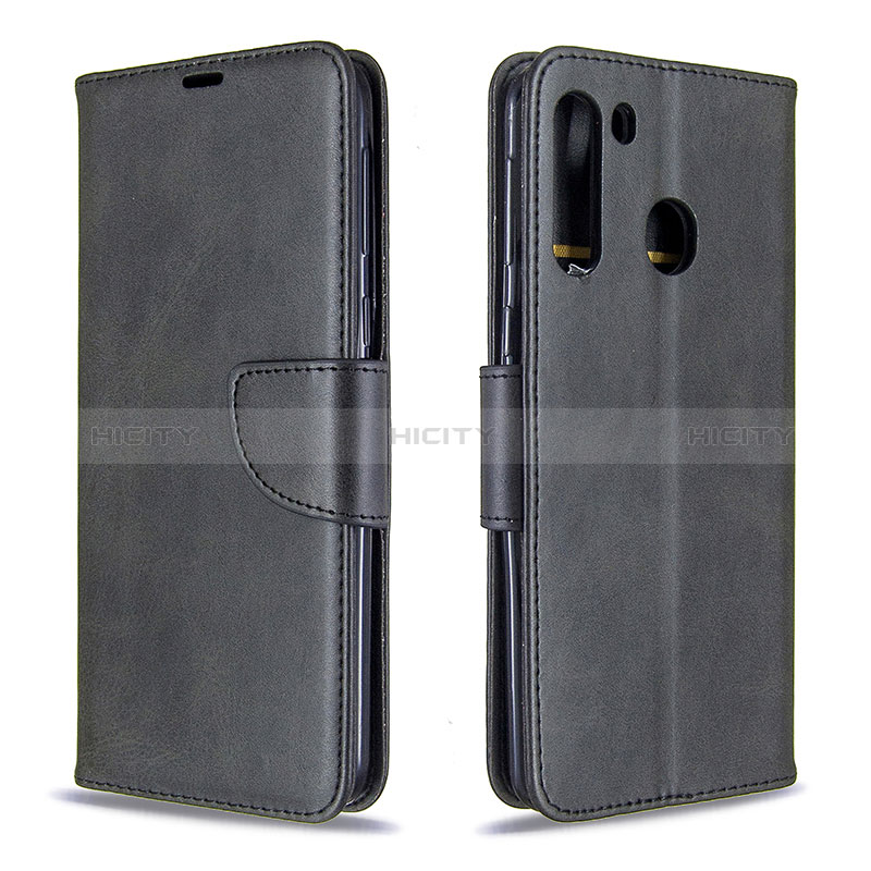 Funda de Cuero Cartera con Soporte Carcasa B04F para Samsung Galaxy A21 Negro