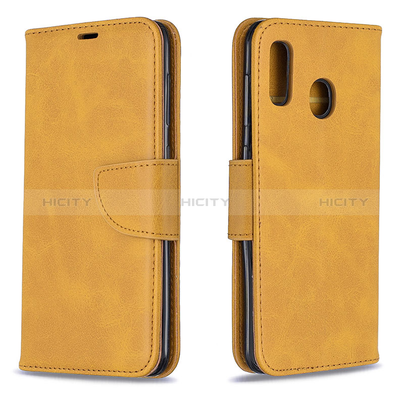 Funda de Cuero Cartera con Soporte Carcasa B04F para Samsung Galaxy A30 Marron Claro