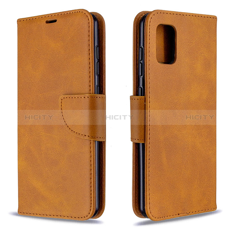 Funda de Cuero Cartera con Soporte Carcasa B04F para Samsung Galaxy A31 Marron Claro