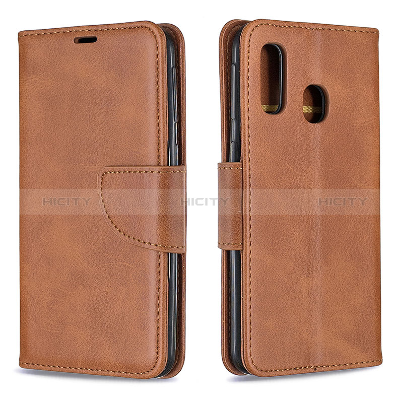 Funda de Cuero Cartera con Soporte Carcasa B04F para Samsung Galaxy A40 Marron