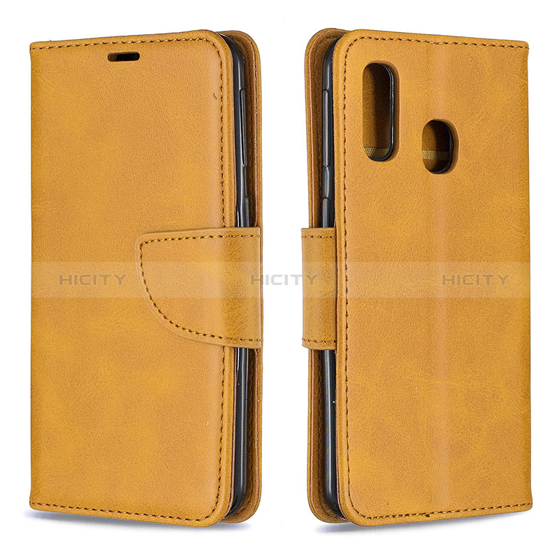 Funda de Cuero Cartera con Soporte Carcasa B04F para Samsung Galaxy A40 Marron Claro