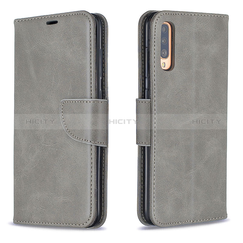 Funda de Cuero Cartera con Soporte Carcasa B04F para Samsung Galaxy A70 Gris