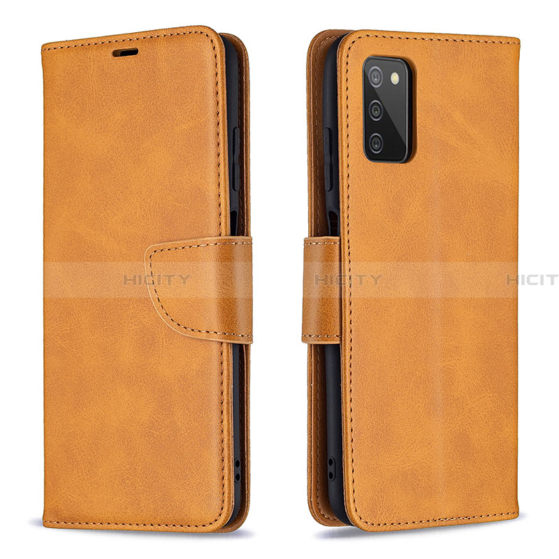 Funda de Cuero Cartera con Soporte Carcasa B04F para Samsung Galaxy F02S SM-E025F Marron Claro