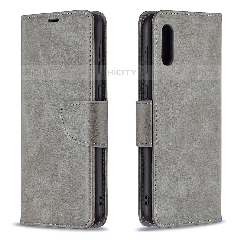 Funda de Cuero Cartera con Soporte Carcasa B04F para Samsung Galaxy M02 Gris