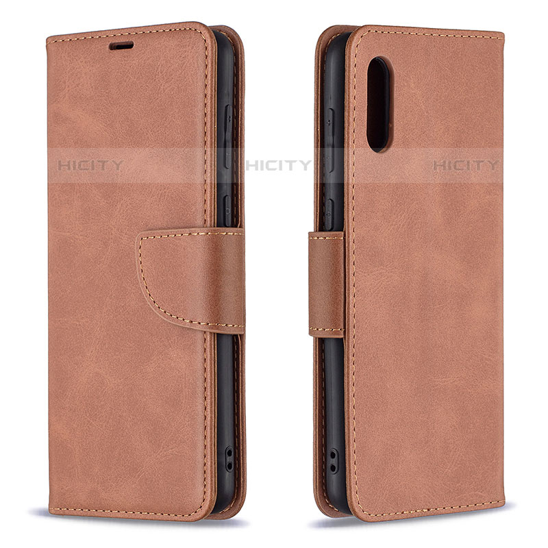 Funda de Cuero Cartera con Soporte Carcasa B04F para Samsung Galaxy M02 Marron