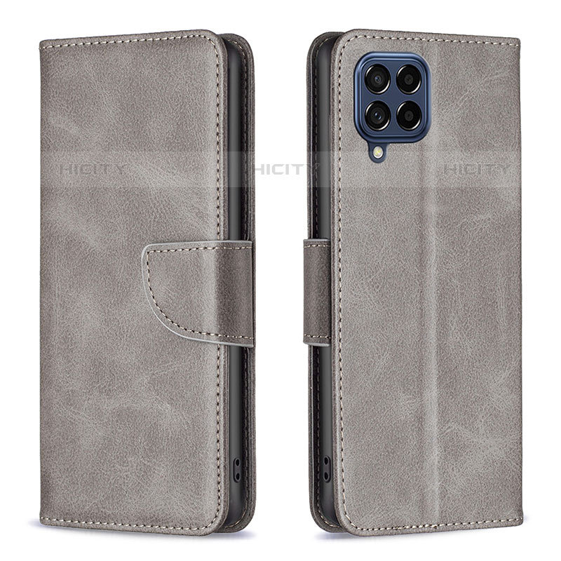 Funda de Cuero Cartera con Soporte Carcasa B04F para Samsung Galaxy M53 5G Gris