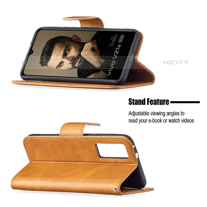 Funda de Cuero Cartera con Soporte Carcasa B04F para Vivo V21e 5G