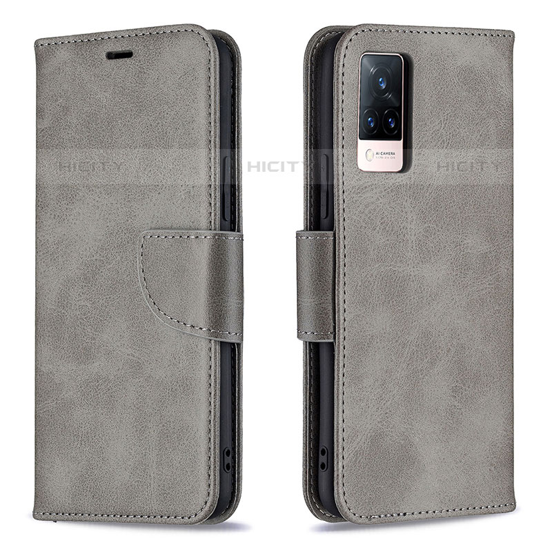 Funda de Cuero Cartera con Soporte Carcasa B04F para Vivo V21s 5G Gris