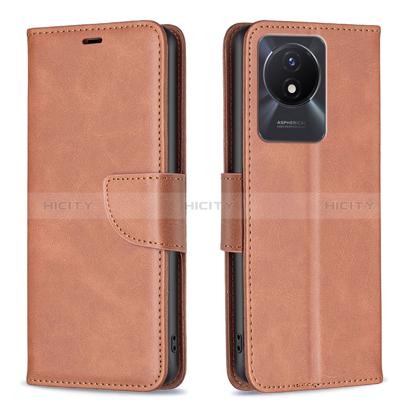 Funda de Cuero Cartera con Soporte Carcasa B04F para Vivo Y02 Marron