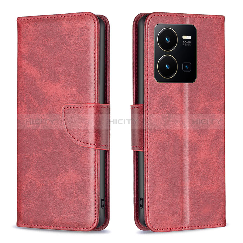 Funda de Cuero Cartera con Soporte Carcasa B04F para Vivo Y35 4G Rojo