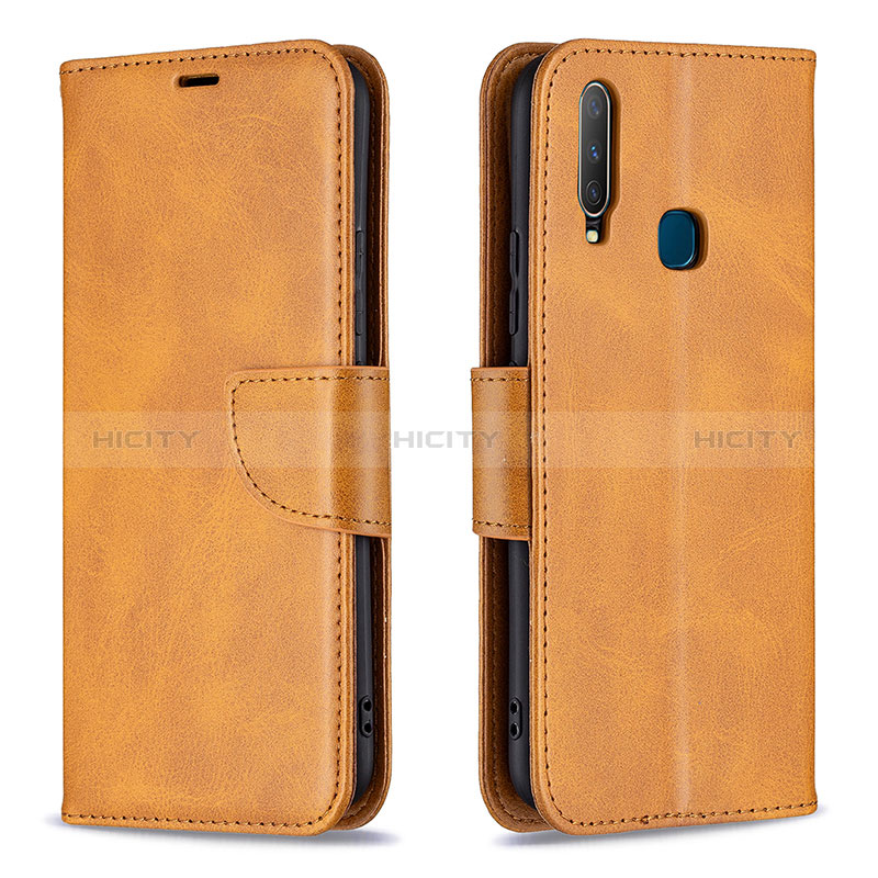 Funda de Cuero Cartera con Soporte Carcasa B04F para Vivo Y3s Marron Claro