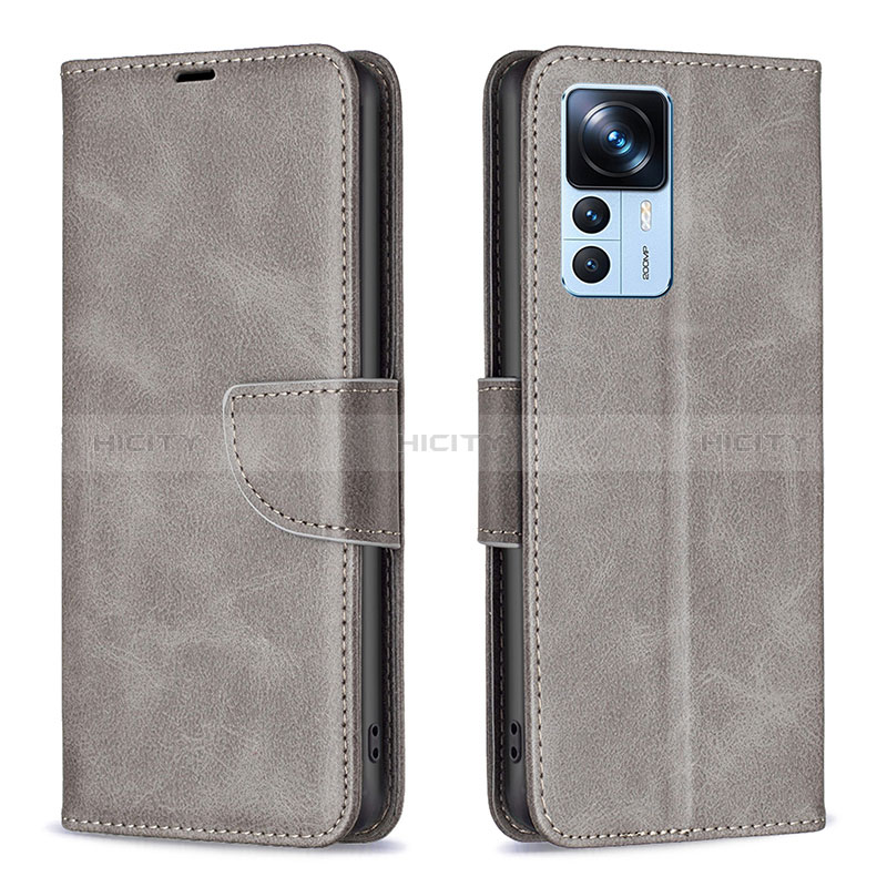 Funda de Cuero Cartera con Soporte Carcasa B04F para Xiaomi Mi 12T 5G Gris