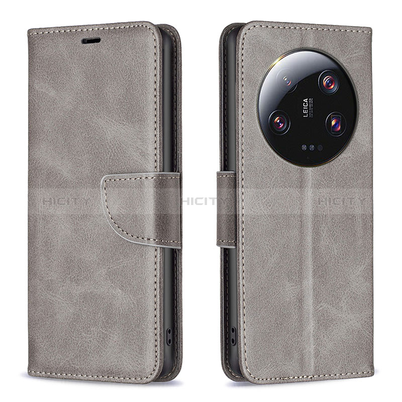 Funda de Cuero Cartera con Soporte Carcasa B04F para Xiaomi Mi 13 Ultra 5G Gris