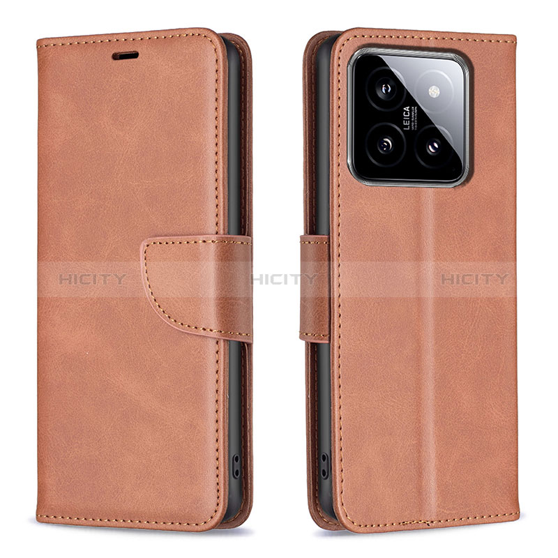 Funda de Cuero Cartera con Soporte Carcasa B04F para Xiaomi Mi 14 5G Marron