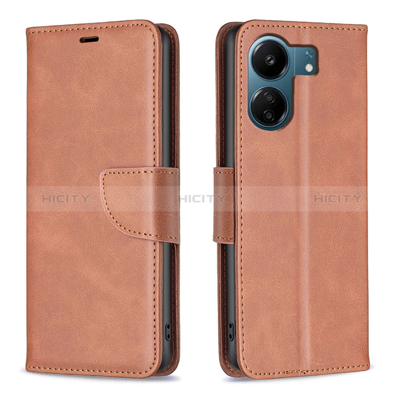 Funda de Cuero Cartera con Soporte Carcasa B04F para Xiaomi Poco C65 Marron