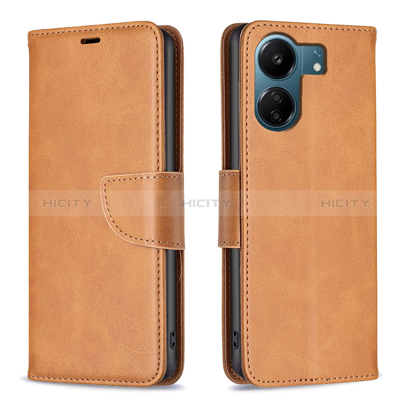 Funda de Cuero Cartera con Soporte Carcasa B04F para Xiaomi Poco C65 Marron Claro