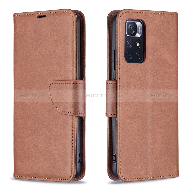 Funda de Cuero Cartera con Soporte Carcasa B04F para Xiaomi Redmi Note 11S 5G Marron