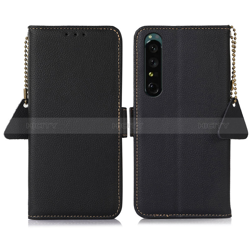 Funda de Cuero Cartera con Soporte Carcasa B04H para Sony Xperia 1 IV Negro