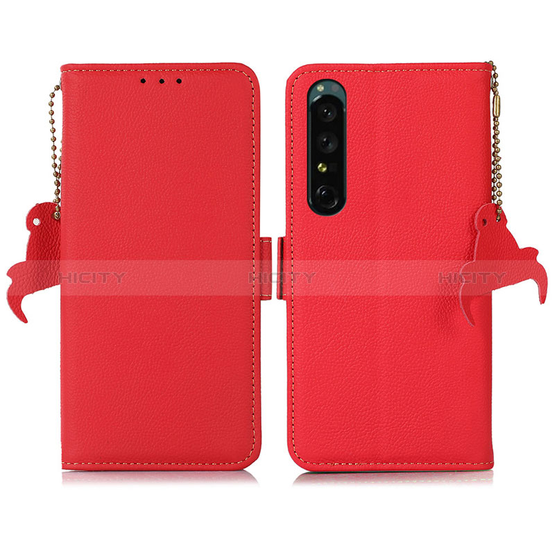 Funda de Cuero Cartera con Soporte Carcasa B04H para Sony Xperia 1 IV SO-51C Rojo