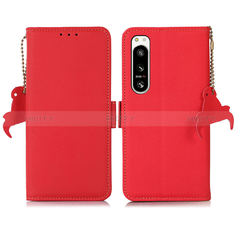 Funda de Cuero Cartera con Soporte Carcasa B04H para Sony Xperia 5 IV Rojo