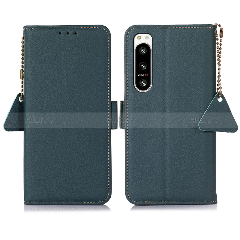 Funda de Cuero Cartera con Soporte Carcasa B04H para Sony Xperia 5 IV Verde