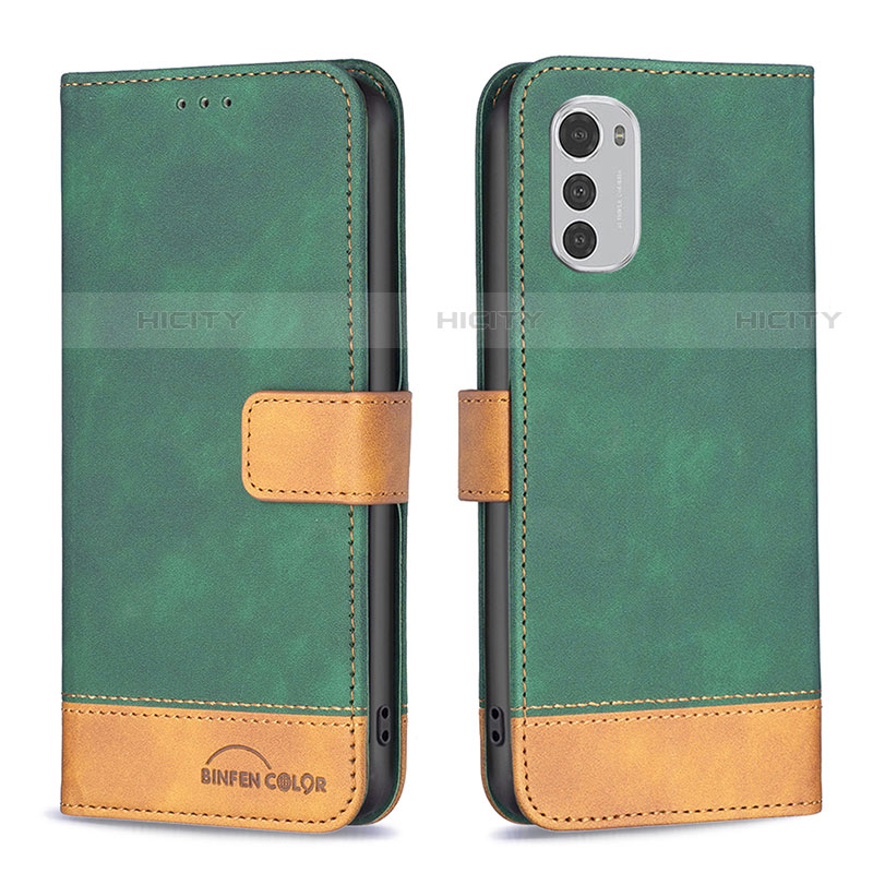 Funda de Cuero Cartera con Soporte Carcasa B05F para Motorola Moto E32s Verde