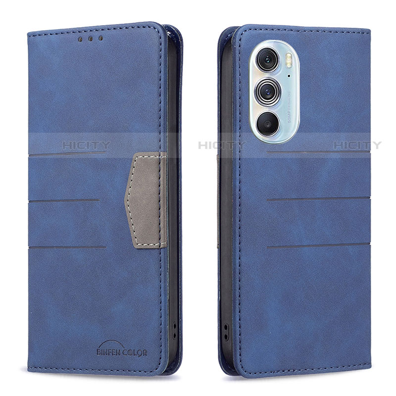 Funda de Cuero Cartera con Soporte Carcasa B05F para Motorola Moto Edge Plus (2022) 5G Azul