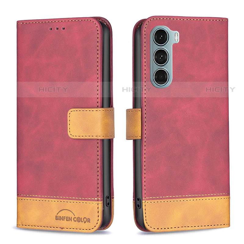 Funda de Cuero Cartera con Soporte Carcasa B05F para Motorola Moto Edge S30 5G Rojo