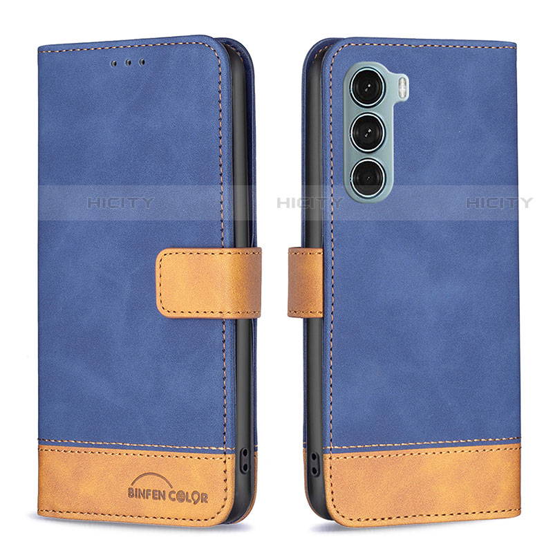 Funda de Cuero Cartera con Soporte Carcasa B05F para Motorola Moto G200 5G Azul