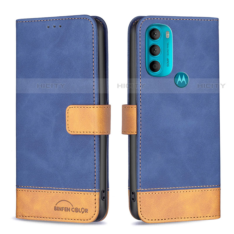 Funda de Cuero Cartera con Soporte Carcasa B05F para Motorola Moto G71 5G Azul