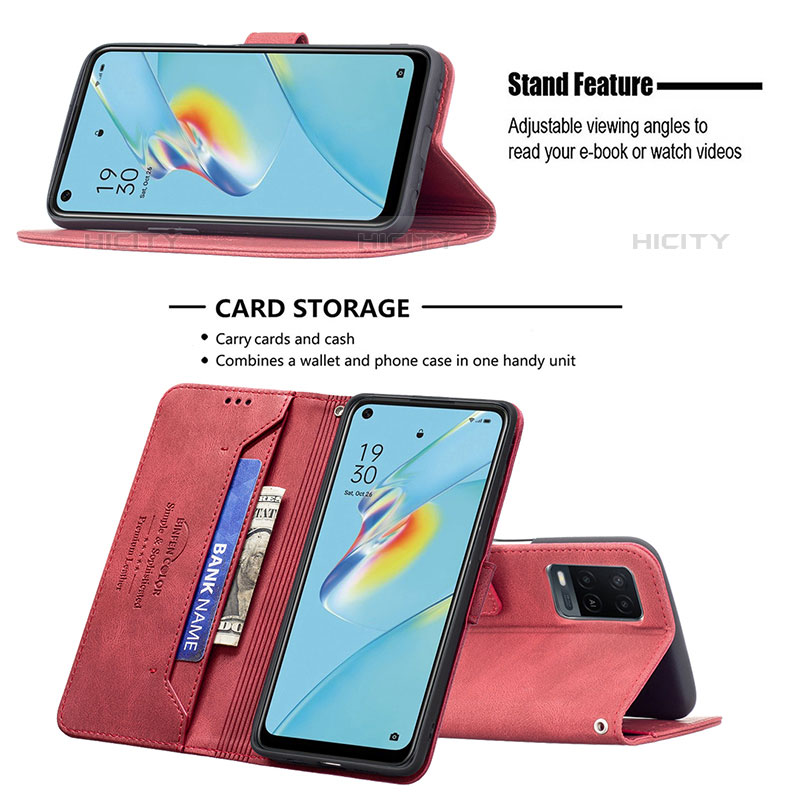 Funda de Cuero Cartera con Soporte Carcasa B05F para Oppo A54 4G