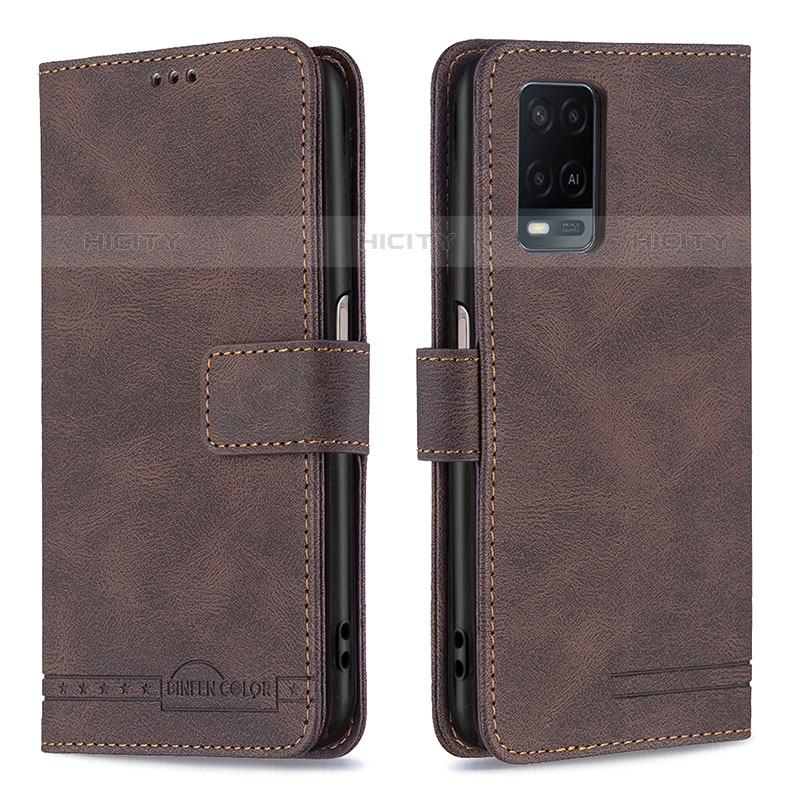 Funda de Cuero Cartera con Soporte Carcasa B05F para Oppo A54 4G Marron